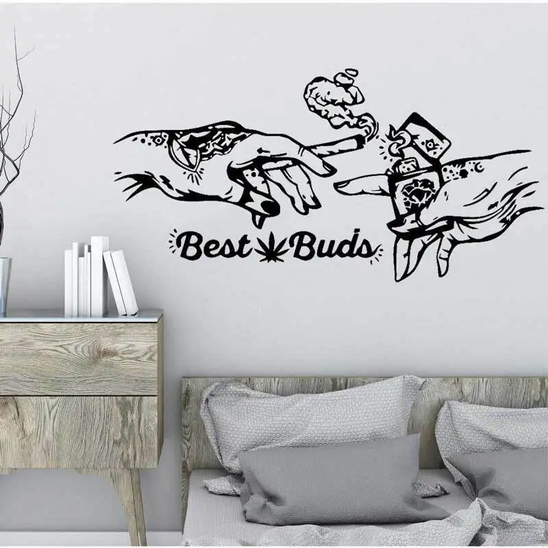 Tobacco Leaf Smoking Wall Sticker Beauty Salon Salon Tattoo Room Bar Art Deco Vinyl Decal Party Room Decoration Mural 9