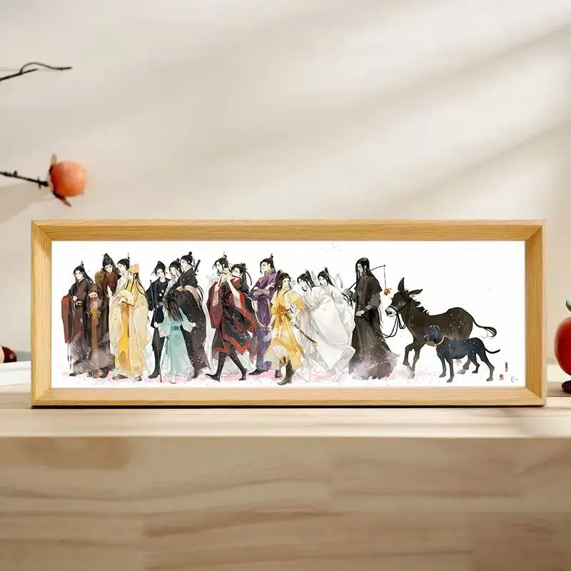 "Wei Wuxian LAN Wangji" و"Modao Zushi" صورة جماعية محيطية مصنوعة من مروحة زخارف صور عائلية للزينة