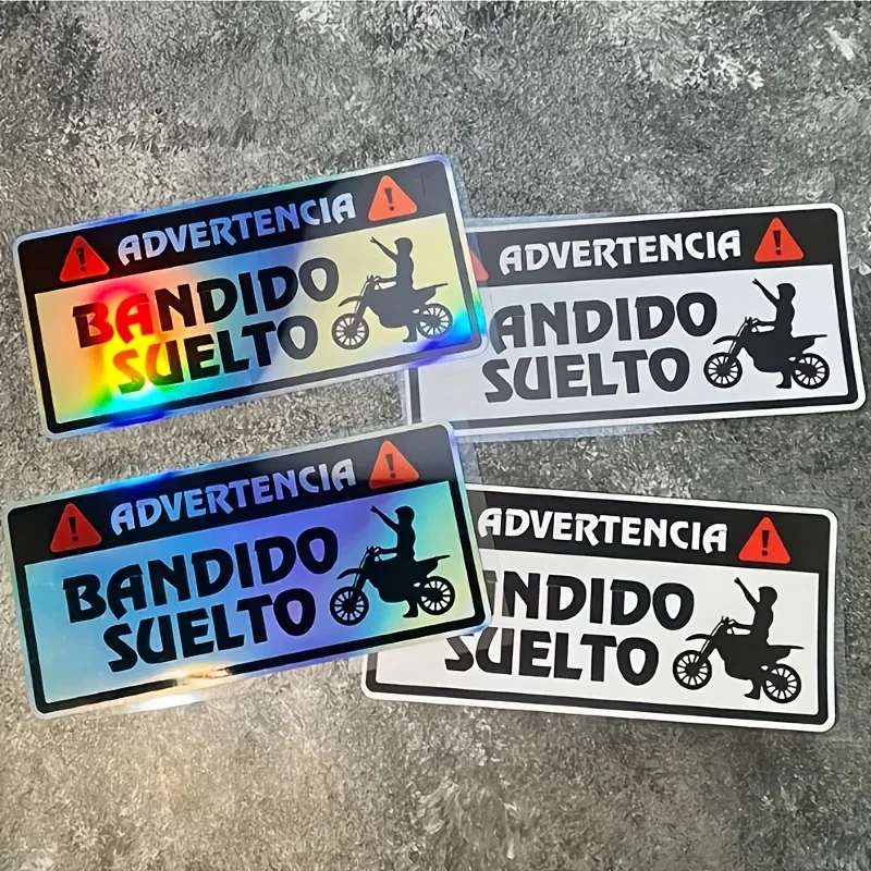 

1PC ADCERTENCIA BANDIDO SUELTO Motorcycle Stickers Waterproof for Motorbike Helmet Box Car Vinyl Decals Universal Decoration