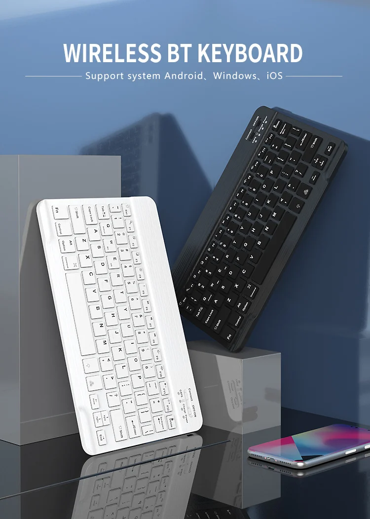 لوحة مفاتيح لاسلكية محمولة رفيعة قابلة لإعادة الشحن صغيرة الحجم، لوحة مفاتيح بلوتوث بأقل سعر