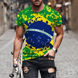 Summer Demo 3D Printed T-shirt  Brazil Men's Streetwear Round Neck Short Sleeve Loose Top Casual Super Large Comfortable Short T