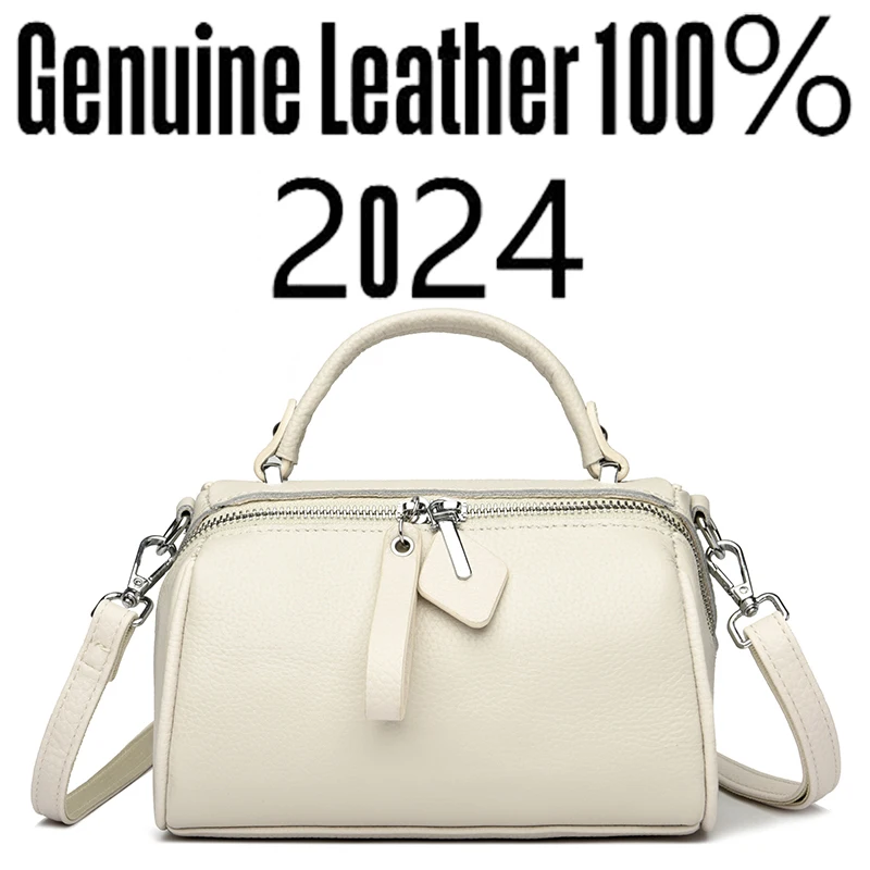 2024 New Luxury Brand Women\'s Genuine Leather Handbag Fashionable Retro Female Crossbody Bag Trendy Designer Girl Tote Bags Sac