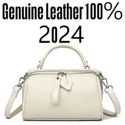 2024 New Luxury Brand Women's Genuine Leather Handbag Fashionable Retro Female Crossbody Bag Trendy Designer Girl Tote Bags Sac