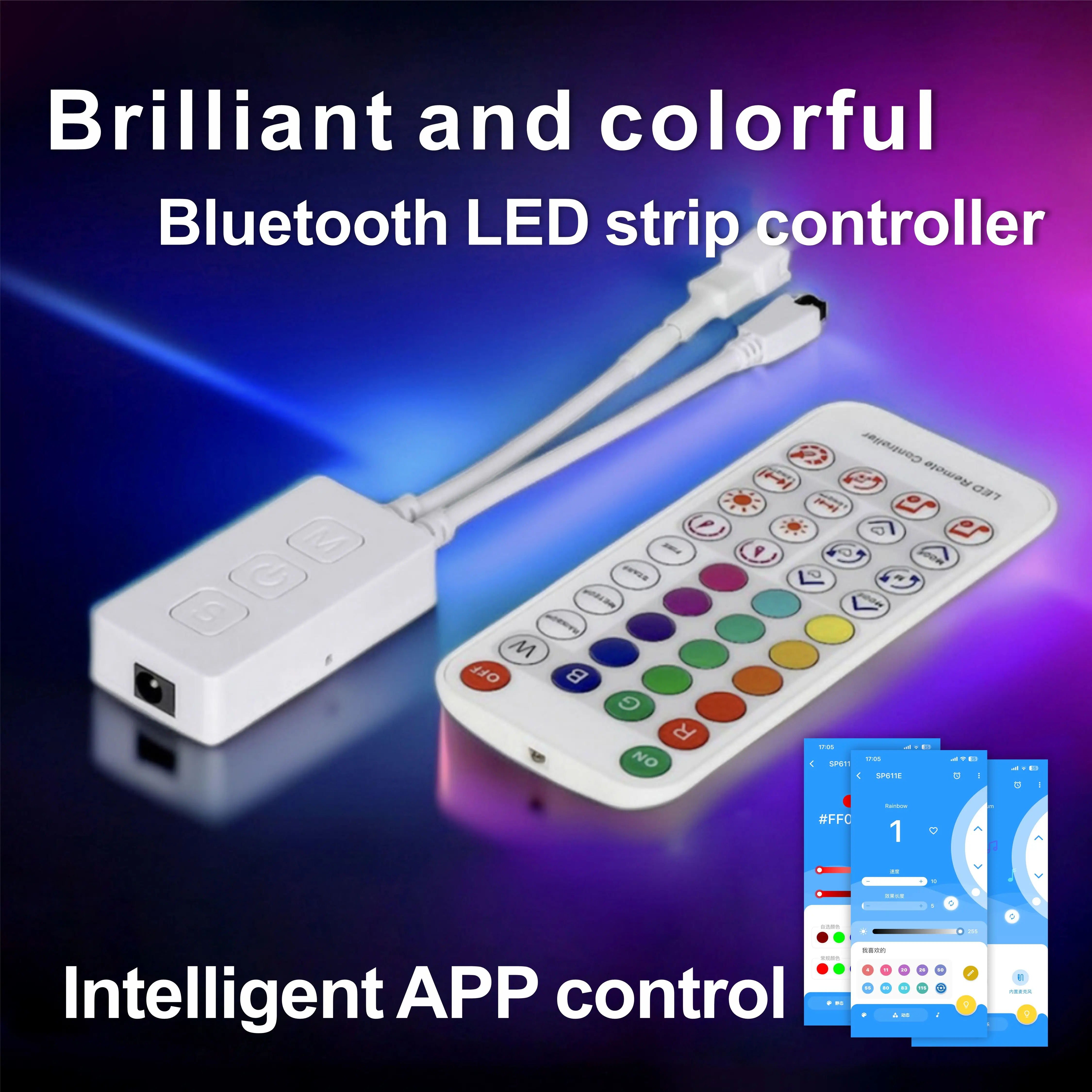SP611E Bluetooth Music App Built In Mic For WS2811  WS2812 WS2815  Controller Addressable Alexa Google IOS Android 5-24V