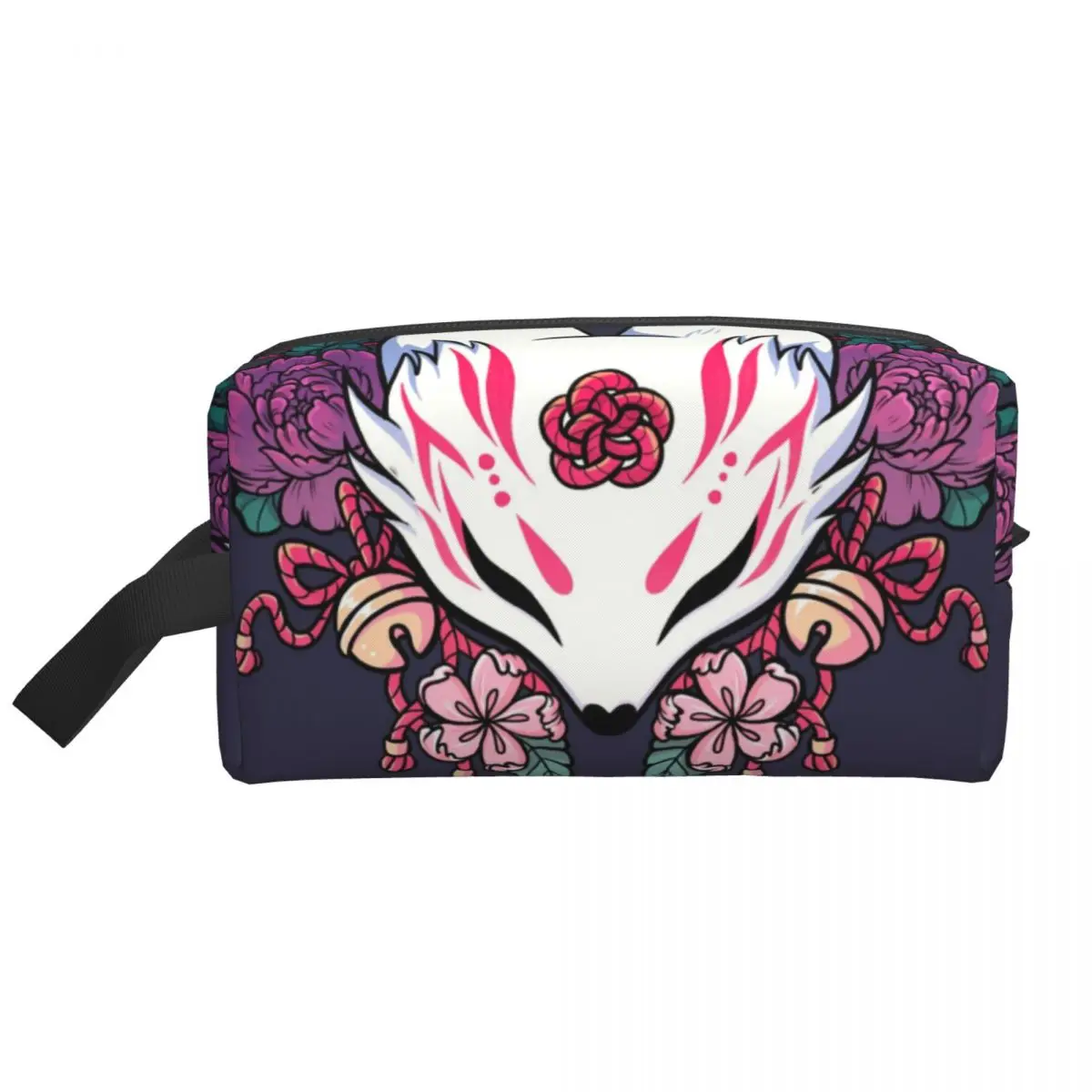 Custom Fox Spirit Kitsune Toiletry Bag Women Japanese Kabuki Cosmetic Makeup Organizer Lady Beauty Storage Dopp Kit Box