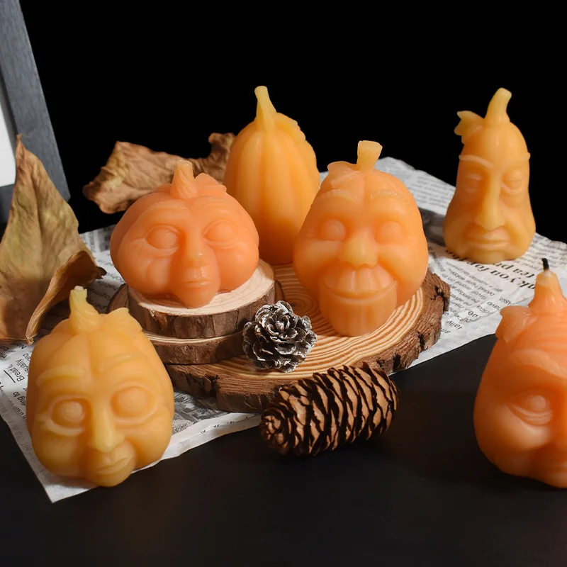 قالب جديد للهالوين قالب شمع مخيف اليقطين رئيس زخرفة الوجه على شكل اليقطين عفريت ديكور تمثال قوالب السيليكون