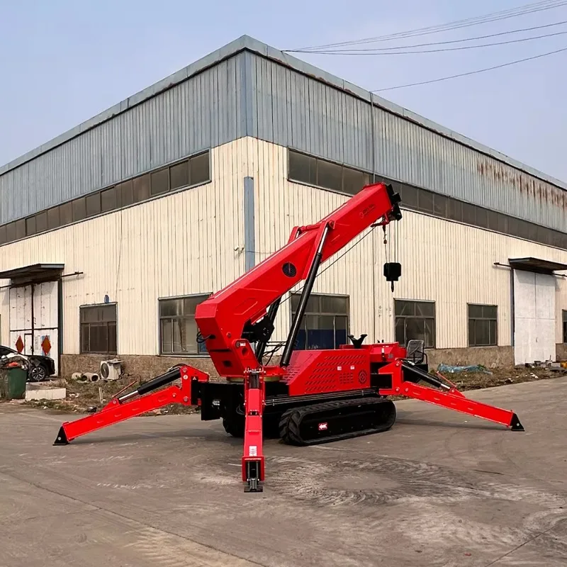 Telescopic Boom 3 Ton Mini Crawler Crane Rubber Tracked Spider Hoist For Safe Steel Erection In Tight Urban Locations