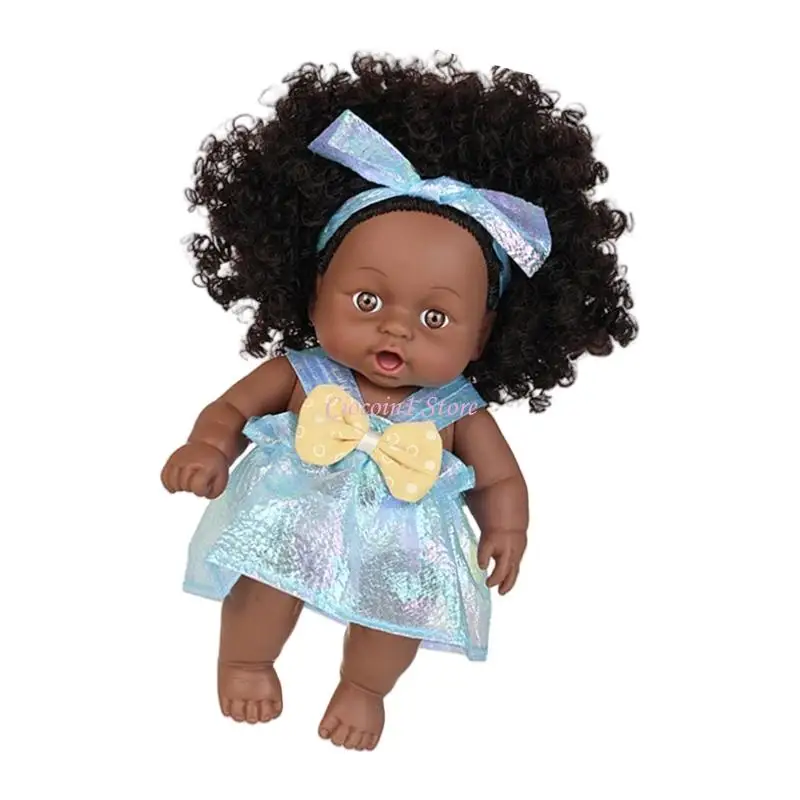 Y1UB 20cm Realistic Reborna Black African Doll para bebê reconfortante pais Presente