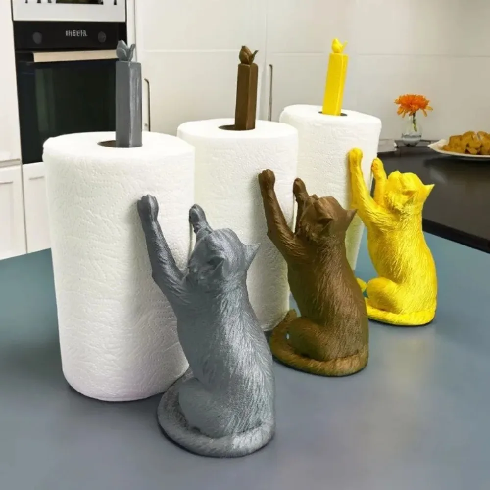 New Resin Cat Paper Towel Holder Tabletop Handmade Tissue Storage Rack Kitchen Supplies Napkin Freshness Film Holder Kitchen