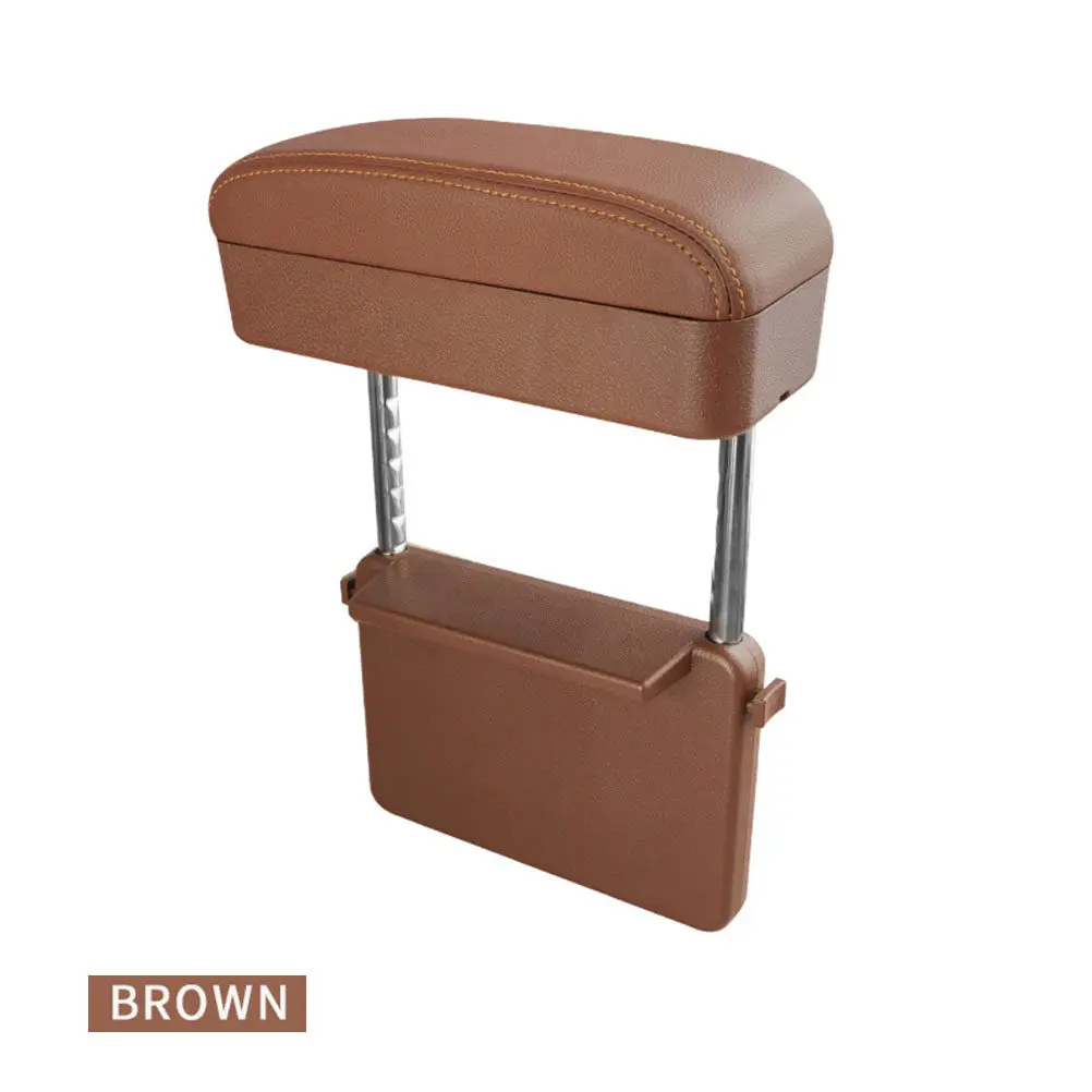 Multifunction Automatic Extendable Storage Box Brown Adjustable Elbow Support Pad Car Center Console Armrest Box Car Accessories