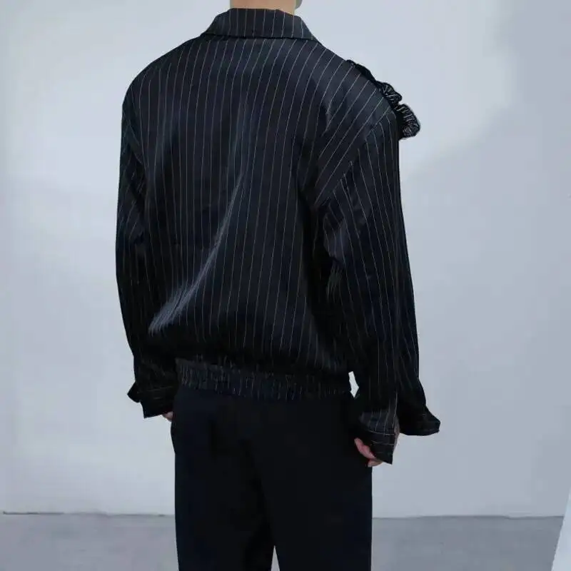 LUZHEN Men's Floral Three-dimensional Patchwork Design Stripe Shirts Coat 2025 Autumn Original Elegant Long Sleeve Tops JY7390