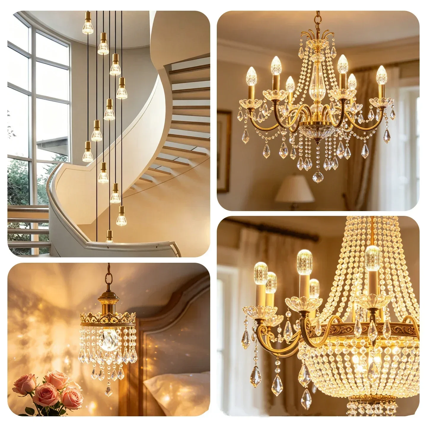 E27/E14 Acrylic Crystal Decorative LED Bulb High CRI Ra97+ 3000K 4000K 6000K for Corridor Balcony Study Cabinet Indoor Lighting