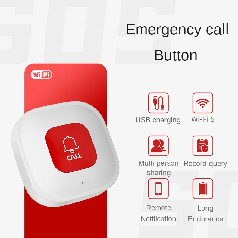 WiFi Emergency Call Button for Nursing Home, Remote, Wireless SOS Button, Security Protection, Smart Life Products