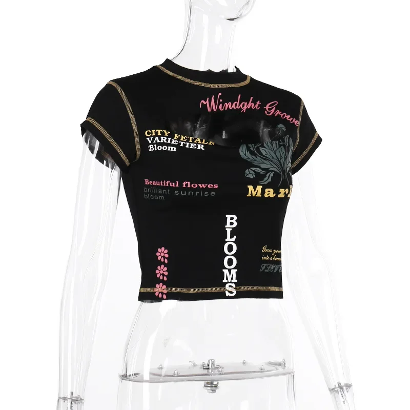 Aushöhlen Crop Top Frauen Sommer Ästhetische Kleidung Druck Y2k Zubehör Oansatz Ropa De Mujer Sexy Roupas Femininas Estilosas – Detail 13