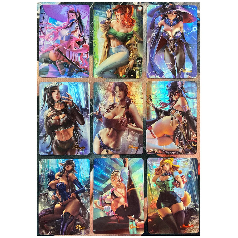 54pcs/set ACG Beauty Mai Shiranui Android 18 Hinata Rem Kamado Nezuko Sexy Girls Hobby Collectibles Game Anime Collection Cards