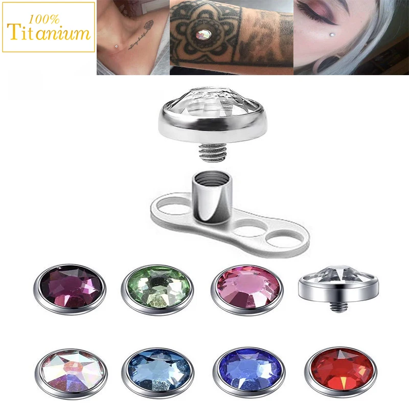 Micro Dermal Anchor G23 Titanium Surface Dermal Piercing Hide In Skin Embedded Bone Nail Base&Top Skinner Diver Body Jewelry 14G