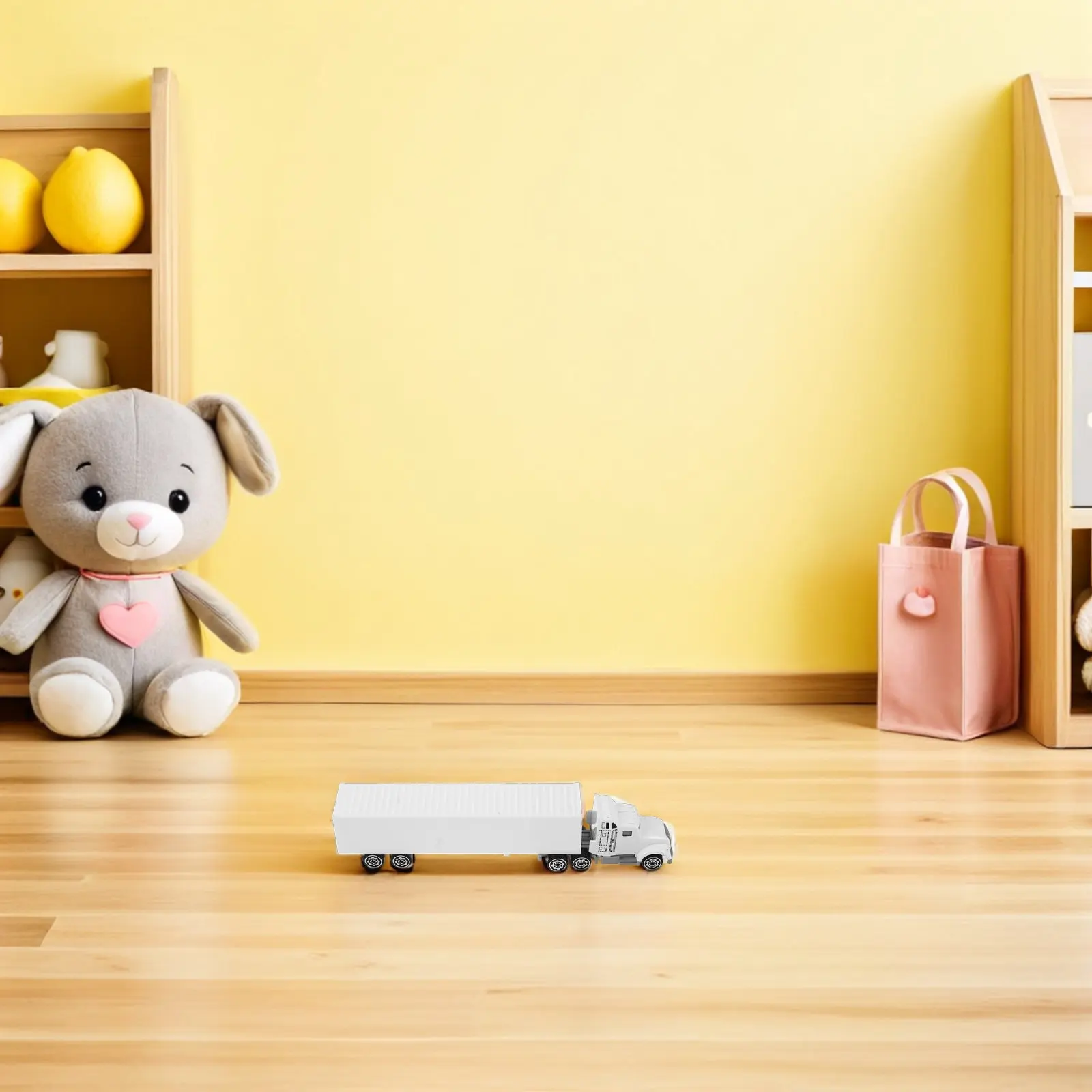 Ciężarówka kontenerowa z odlewu stopu metalu, 19,5 cm, realistyczna symulacja pojazdu do zabawy dla chłopców, transportowiec, traktor z naczepą, zabawka.