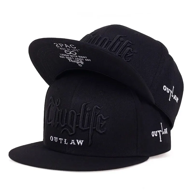 1 szt. Modna czapka z daszkiem typu Fastball Thuglife haft Hiphop czapka typu Snapback dorosłych na co dzień z regulowaną kością