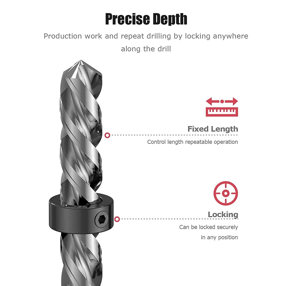 Drill Stop Bit Kraag Set, 9 Stks Verstelbare Boor Diepte Stop Kraag Limiet Ring Met Koolstofstaal Set Voor Boor Bits