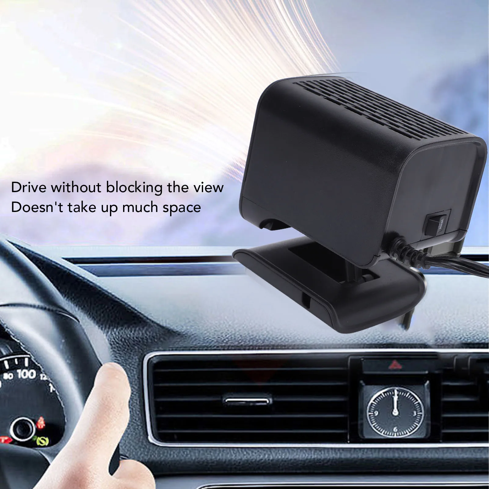 Car Heater Fan Plug in Cigarette Lighter Foldable 150W Fast Heating Hot Wind Blowing Windshield Defrost Defogger 24V
