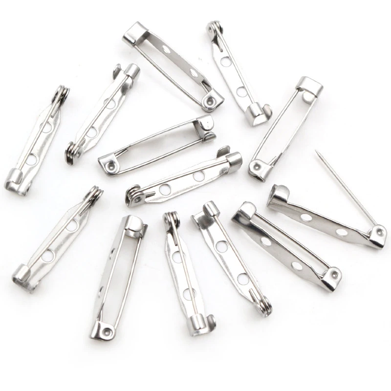 20pcs/lot 14 17 19 25 32mm 316 Stainless Steel Brooch Clip Pins Safety Brooch Settings Blank For DIY Jewelry Making Supplies