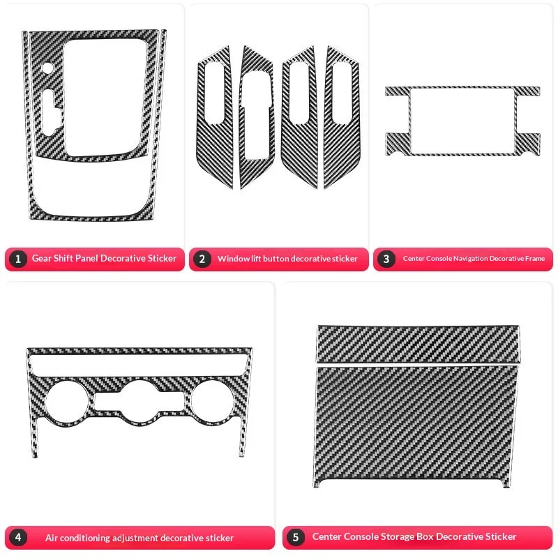 

For Skoda Kodiaq 2017-2021 Carbon Fiber Dashboard AC Vent Gear Shift Panel Interior Decoration Kit