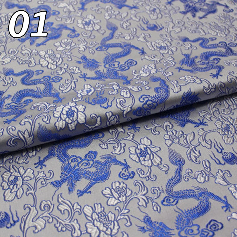 Satin Silk Fabric Brocade Jacquard Dragon Pattern Fabrics For Sewing Cheongsam Bags Hanfu Stage Clothing DIY Patchwork Material