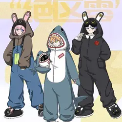 Anime Fuchs Pyjamas Cosplay Kostüm Erwachsene Männer Frauen Overalls Cartoon Winter Flanell Hause Nachtwäsche
