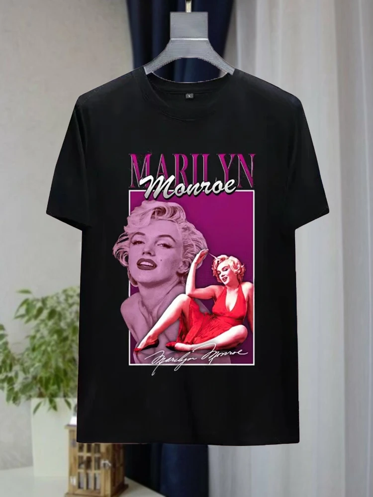 Marilyn Monroe Printed T Shirt Trendy Brand Women Pure Cotton T-shirts Streetwear Summer Female Clothes Casual Hip Hop Clothing