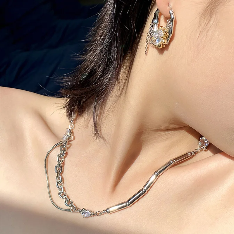 Niche Design High-end Freshwater Pearl Necklace Earrings Personality Versatile Temperament Fashion Necklace Earrings Wholesale