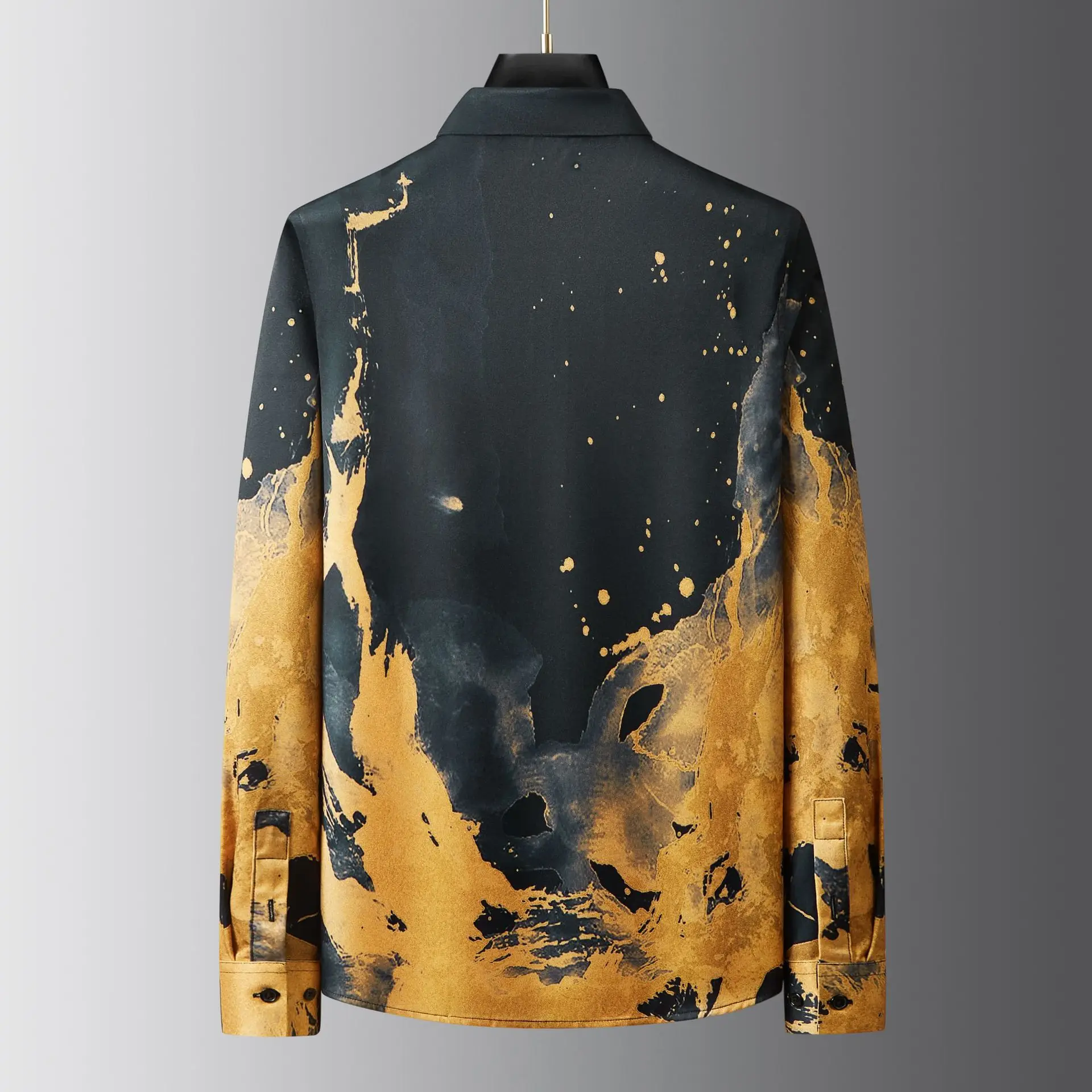 2025 Art Printed Koszula męska z długim rękawem Koszula codzienna Bez prasowania Biznesowa Odzież męska Bankiet Impreza Smoking Bluzka