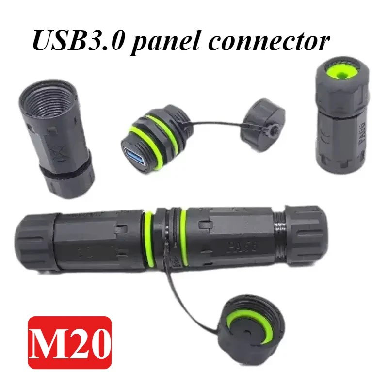 

M20 USB 3.0 Panel Connector Outdoor IP68 Waterproof Direct Plug Socket M20 USB Male Female Connector Data Signal Extension Cable