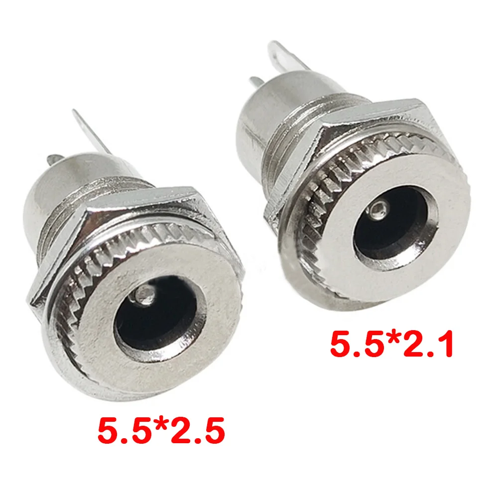 10pcs DC099 5.5 mm x 2.1mm 2.5mm 5A 30V High Current DC Power Jack Socket Female Panel Mount Connector metal 5.5*2.1 5.5*2.5