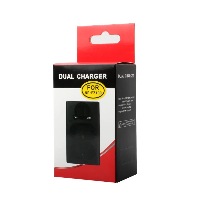 NP-FZ100 NPFZ100 Dual LED USB Battery Charger Compatible with for SonyA7c 7RM3 a9m2 a7m4 Cameras