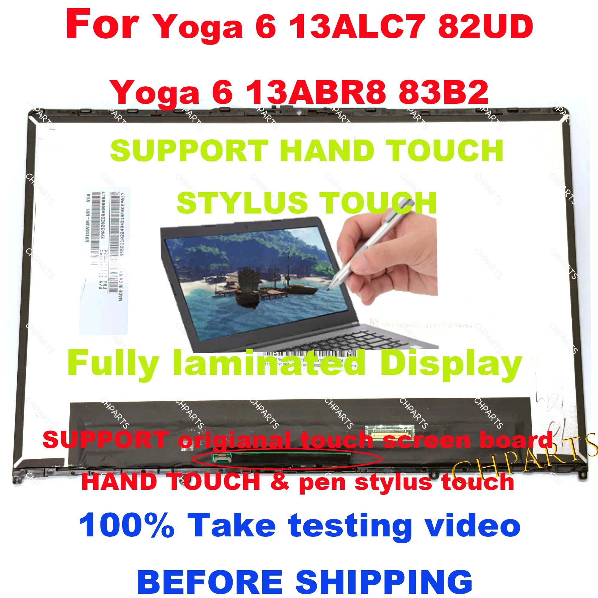 

5D10S39766 For Lenovo Yoga 6 13ABR8 83B2 Display 6-13ALC7 82UD LCD Touch Screen Digitizer Assembly 6-13 Replacement Panel