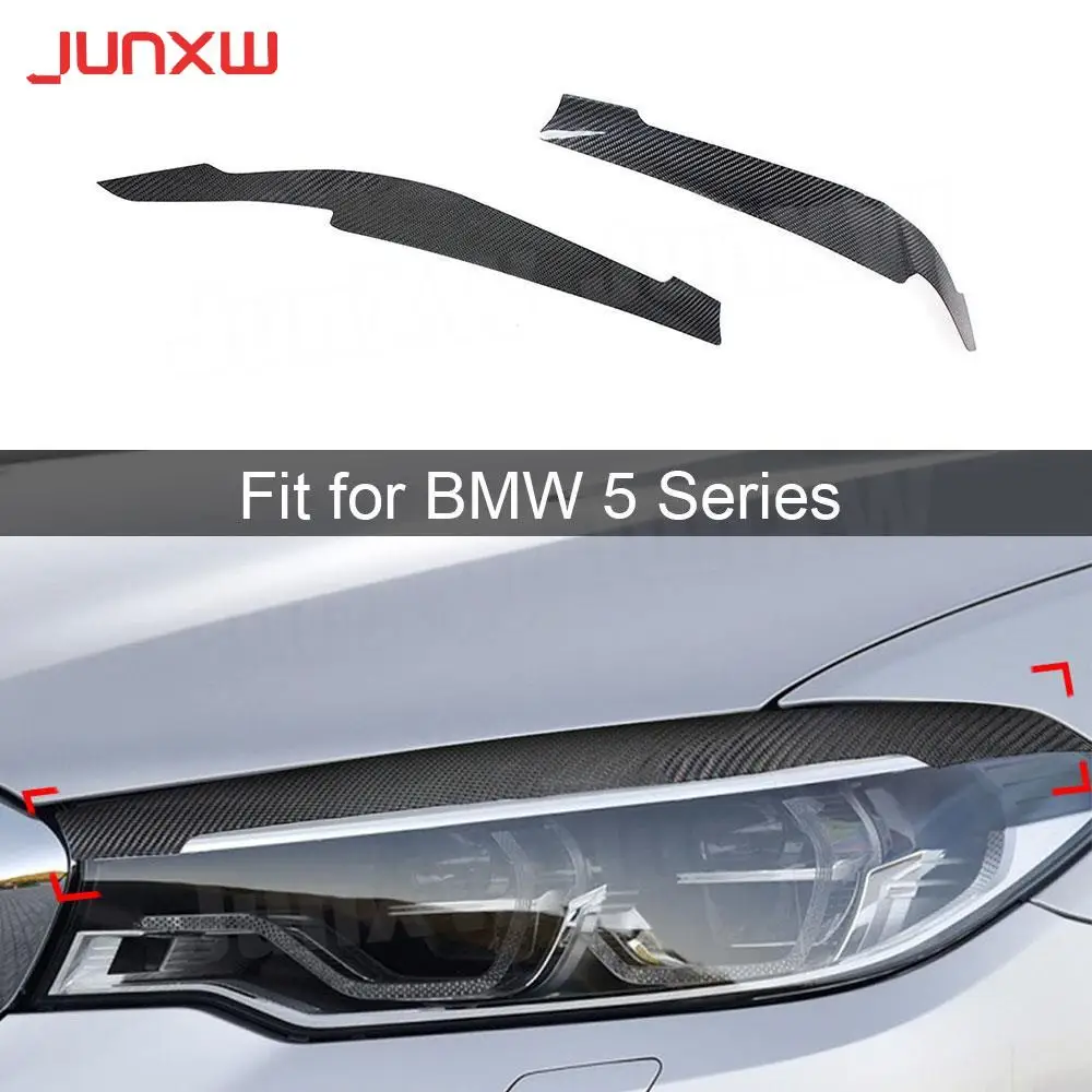 

Carbon Fiber Car Front Bumper Head Eyelid Eyebrow Trims for BMW 5 Series G30 G38 530i 540i M550i 2017-2023 Foglamp Decoration