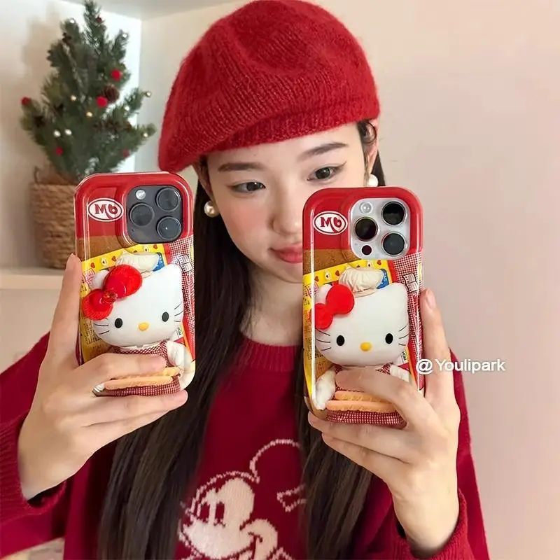 Kawaii Sanrio Hello Kitty Bow Cute Cartoon Phone Case For iPhone 16 15 14 13 12 11 ProMax XR XS 7 8Plus Drop Cover Girls Y2k New