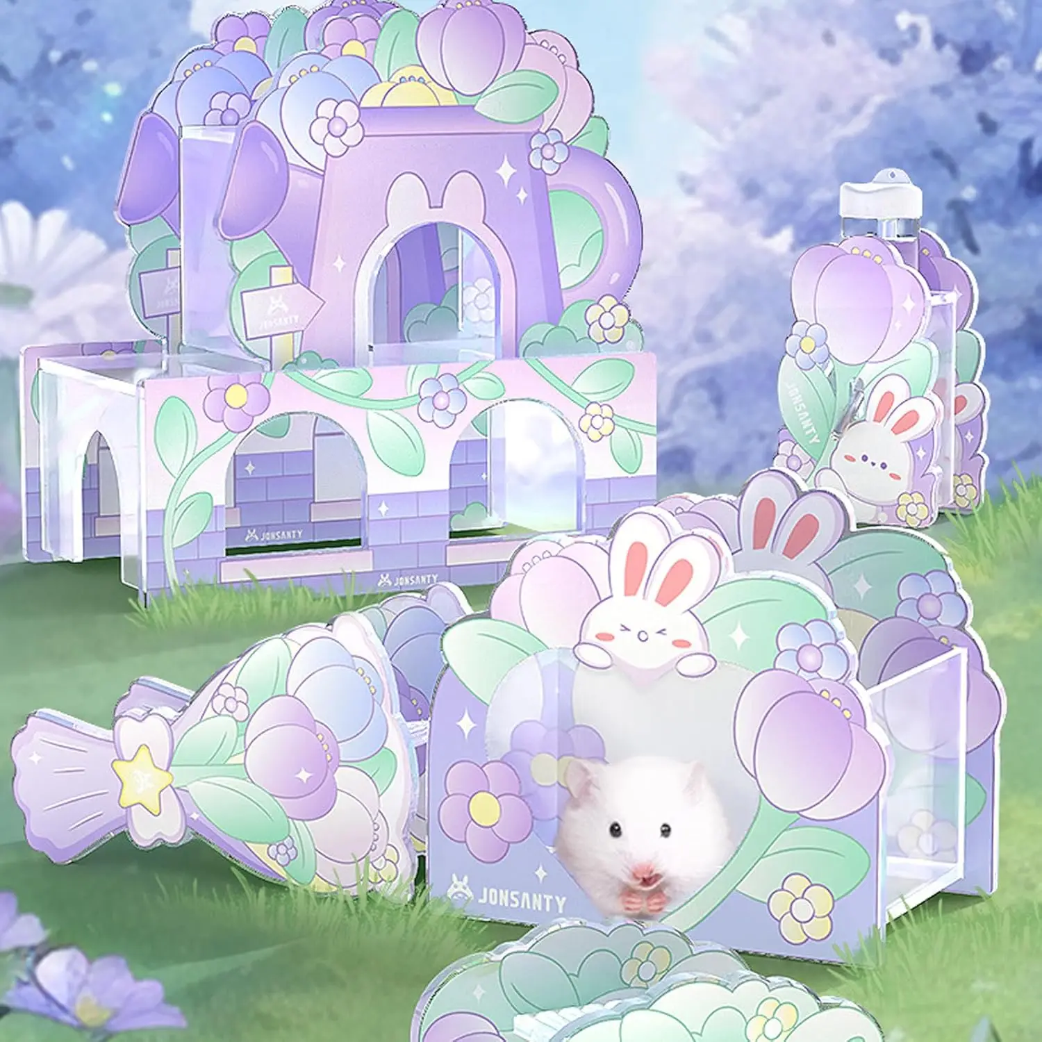 

Colorful Hamster Hideout - Chew-Proof, Easy to Clean Small Animal House for Syrian Hamsters, Gerbils etc - Hamster cage