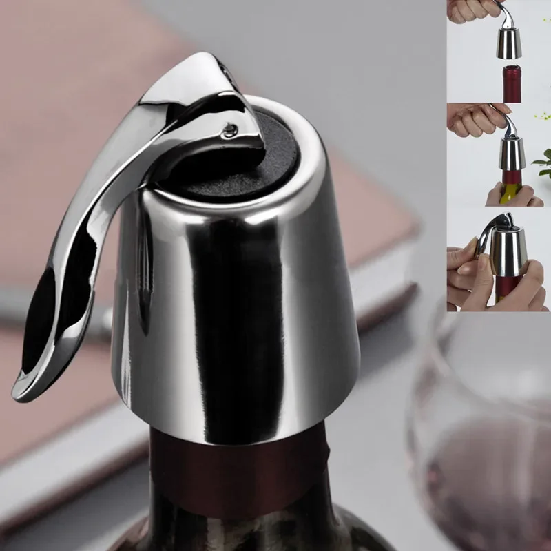 

Stainless Steel Vacuum Sealed Red Wine Storage Bottle Stopper Sealer Saver Preserver Champagne Closures Lids Caps Home Bar Tool