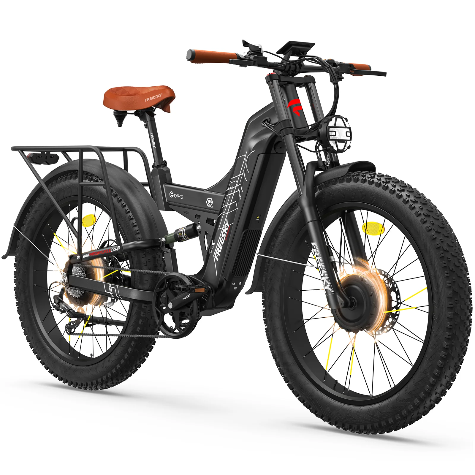 FREESKY Dual Motor 45MPH 120Mile 260NM LG Cells Electric Bike for Adults 6000W,60V 30Ah,AWD Mountain Ebike,26" Fat Tire,Full Suspension,Hydraulic Brakes,UL2849 by TÜV,Off-Road &Commuter &Hunt & Camp image 2