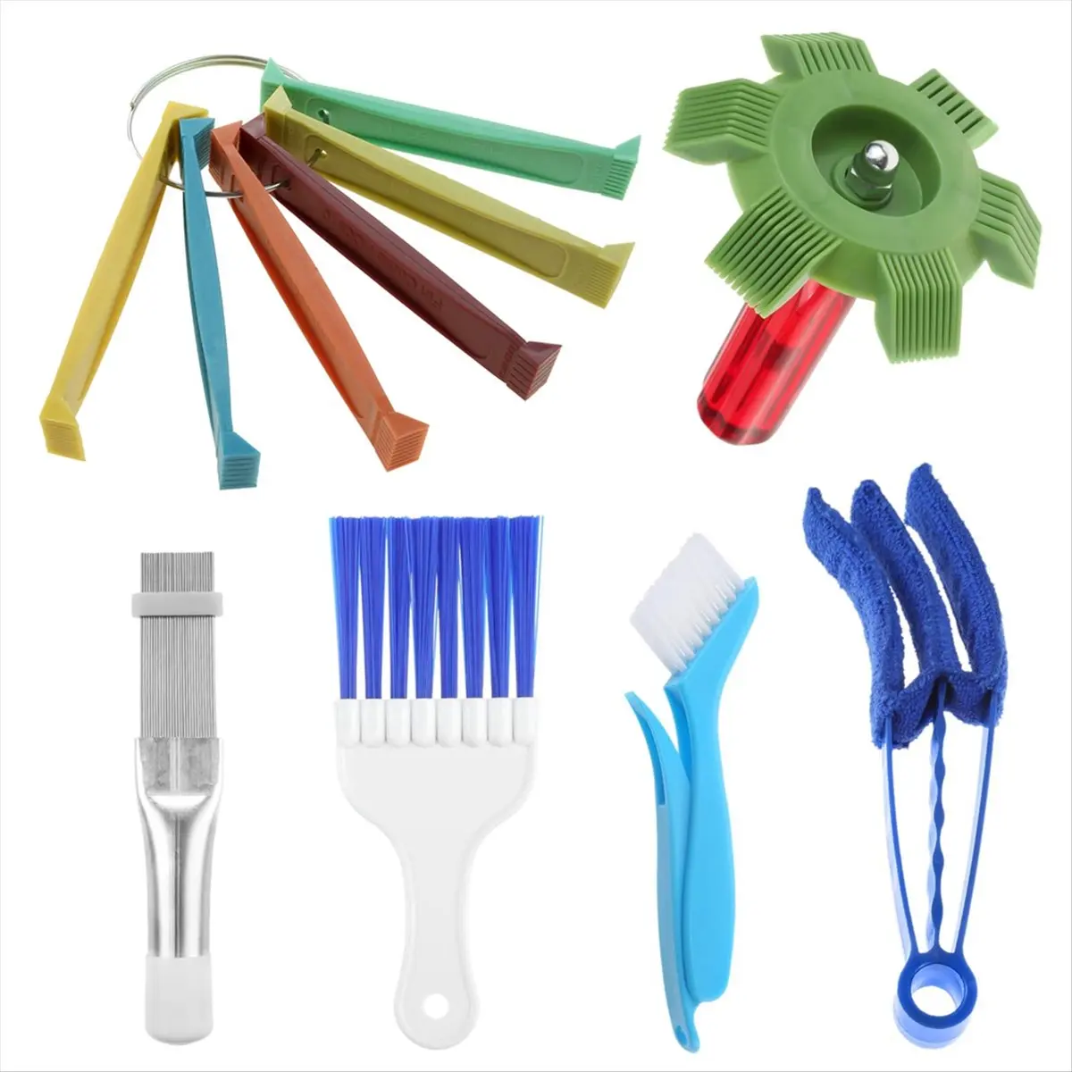 A50U 6PCS Air Conditioning Brush Tool, Steel AC Evaporator Comb, Radiator Condenser Fin Comb, FCR6 Fin Comb Tool
