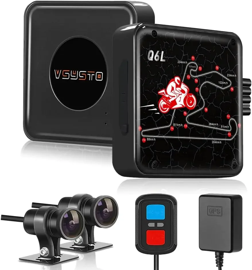 2024 Q6L 256GB IP67 Waterproof Motorcycle Driving Video Recorder with 1080P FHD Front and Rear Cameras