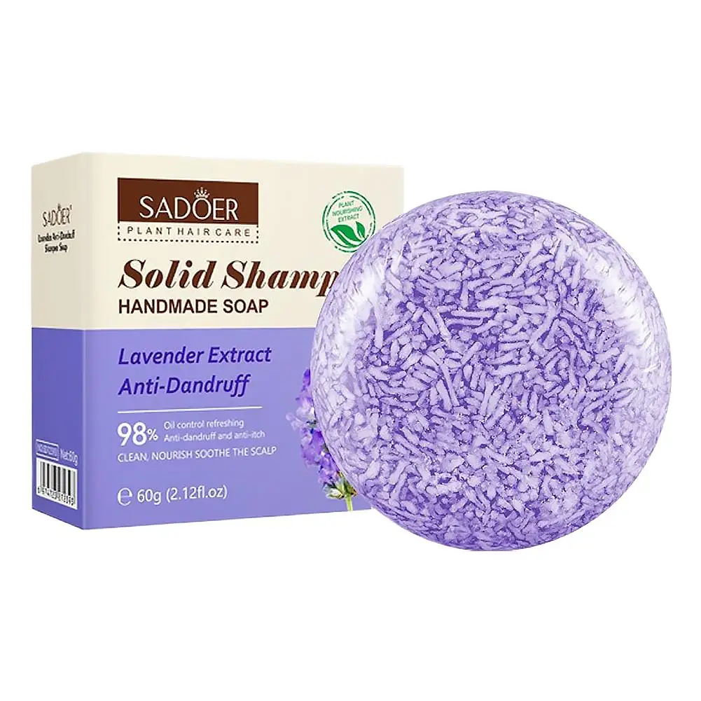 SADOER Lavender Hair Soap Solid Shampoo Oil Control Anti Dandruff Deep Cleansing Dry Damaged Hair Smooth Hair Shampoo Repair view 6