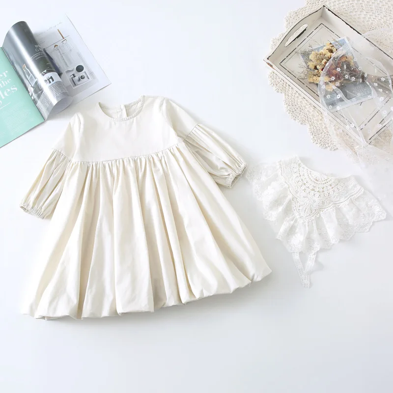 Childrens Clothing 2024 Spring Girls Princess Dress White Dress Baby Dress Birthday Childrens Baby Girl Clothes