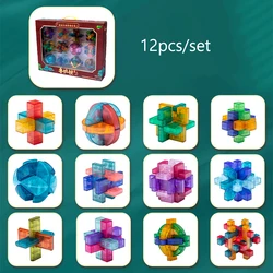 Color Unlock Toys Set Kong Ming Lu Ban Lock IQ Brain Teaser Montessori 3D Puzzles Game Adult Decompression Kids Educational Toys