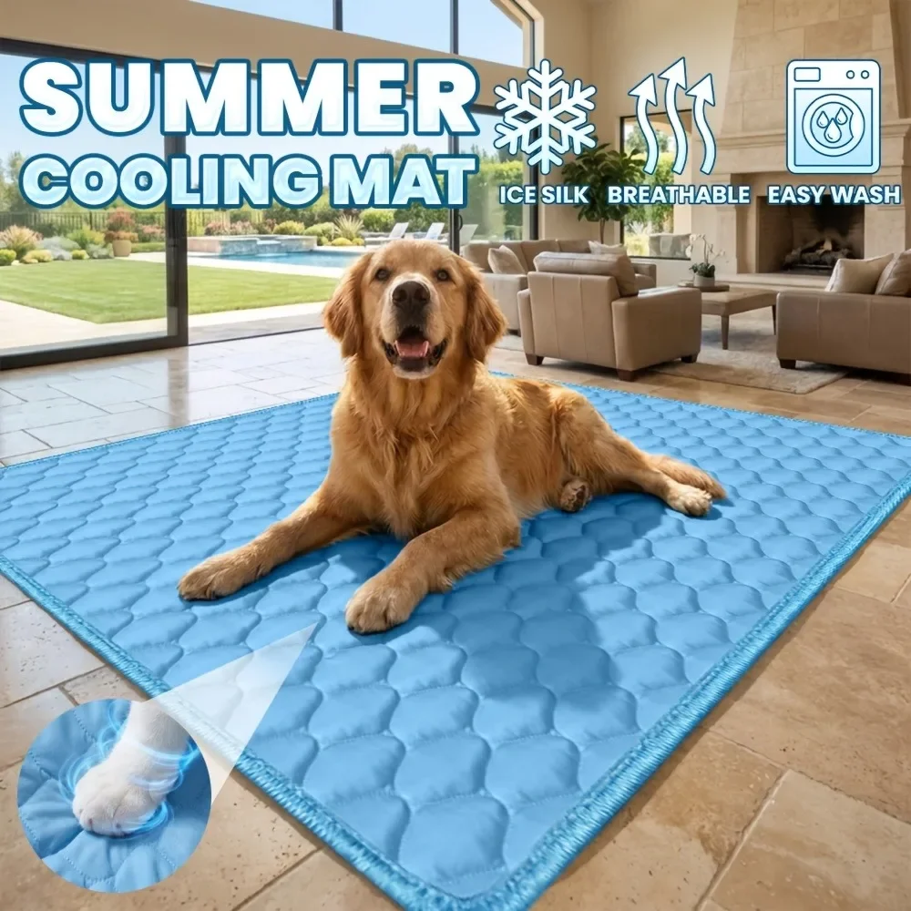 Summer Pet Ice Mat Dog Bed Dog And Cat Cooling Pad Sweat-Absorbent Fabric Breathable Mesh Bed  Durable Cats And Dogs Blanket