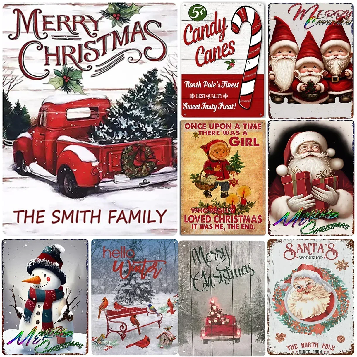 خمر عيد ميلاد سعيد معدن القصدير تسجيل ريفي جدار الفن اللوحة للمنزل مقهى حديقة بار نادي رجل الكهف ديكور مثالي للعطلات #1