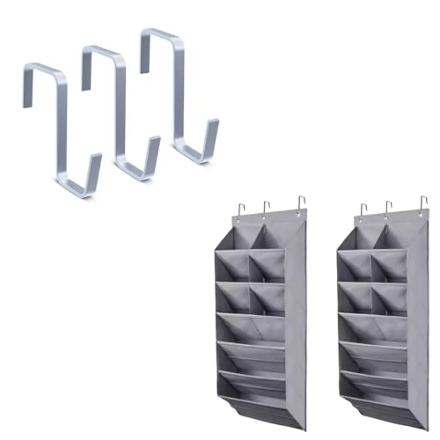 

F Over the Door Shoe Organizer, 2 Pack Hanging Shoe Organizer, 3 Pack Sturdy Metal Over The Door Hangers Hooks
