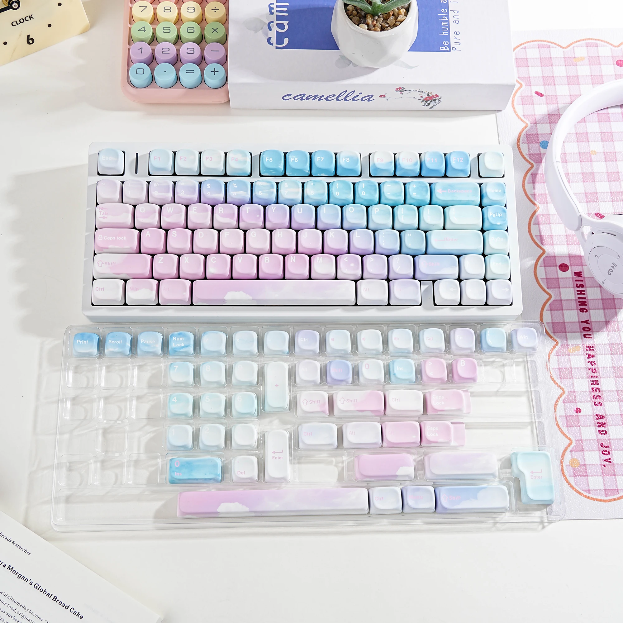 Klawisze Moa Profile PBT 7u Alice Split Space Keys Dye-Sub ISO Layout Koreański Niemiecki Hiszpański Brytyjski Francuski Brazylijski Dreamy Sky Keycaps — zdjęcie produktu 5