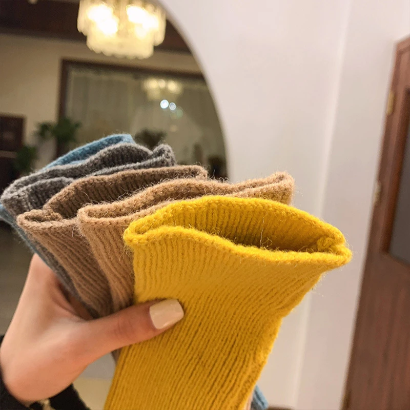 Korea New Half-finger Gloves Female Autumn and Winter Wool Warmth Fingerless Students Touch Screen Thick Knitted Wristband